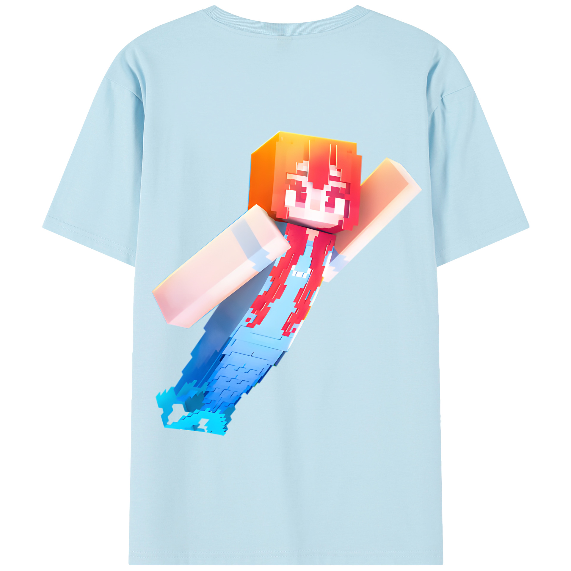 （画像用） マインクラフト ブロックの世界 Minecraft MC Block world 綿100％半袖Tシャツ（背面プリント）